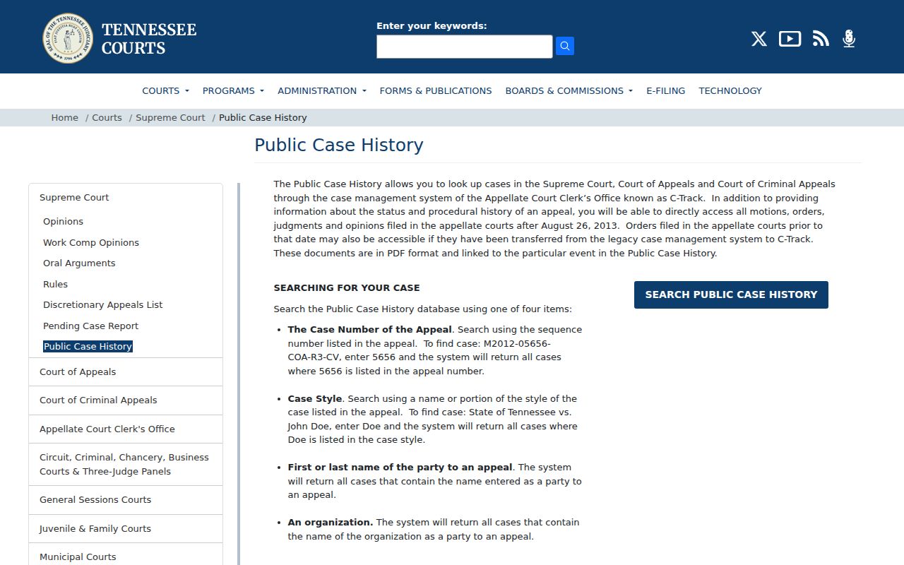 Tennessee appellate case search, which does not cover Scott County trial warrants