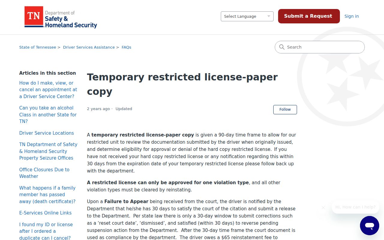 Tennessee Safety guidance on license reinstatement after a Scott County traffic warrant or court matter